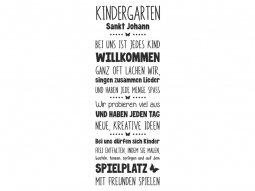 Wandtattoo Kindergarten Spruchband mit Wunschname Motivansicht