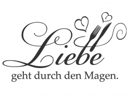 Wandtattoo Liebe geht durch den Magen mit Herzen Motivansicht