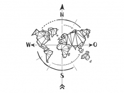 Wandtattoo Kompass mit Weltkarte Motivansicht