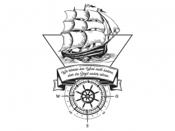 Wandtattoo Segelschiff mit Kompass Motivansicht