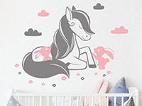 Wandtattoo Pony mit Häschen