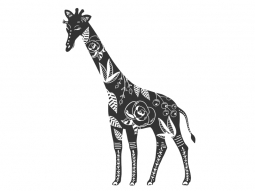 Wandtattoo Dekorative Giraffe mit Blüten Motivansicht