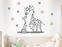 Wandtattoo Giraffenmama mit Baby