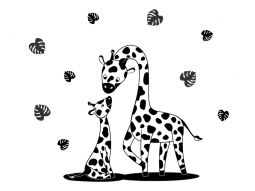 Wandtattoo Giraffenmama mit Baby Motivansicht