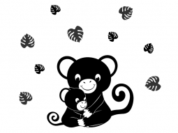 Wandtattoo Affenmama mit Baby Motivansicht