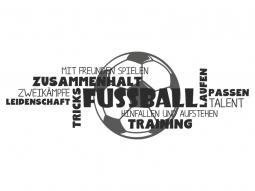 Wandtattoo Fussball Worte mit Ball Motivansicht