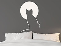 Wandtattoo Katze im Mondschein