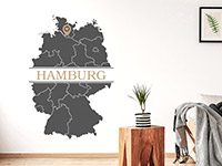 Wandtattoo Deutschlandkarte mit Städtename