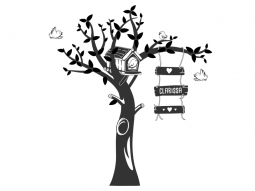 Wandtattoo Baum mit Vogelhaus Motivansicht