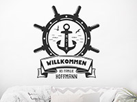 Wandtattoo Willkommen maritim mit Name