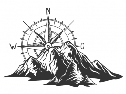 Wandtattoo Berge mit Kompass Motivansicht