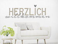 Wandtattoo Herzlich Willkommen mit Herz