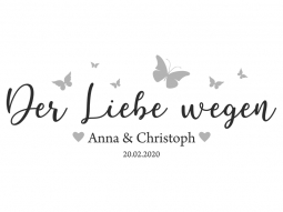 Wandtattoo Der Liebe wegen mit Namen und Datum Motivansicht