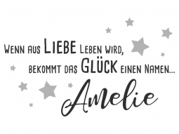 Wandtattoo Liebe Leben Glück mit Wunschname Motivansicht