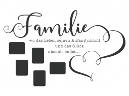 Wandtattoo Fotorahmen Familie mit Herzen Motivansicht