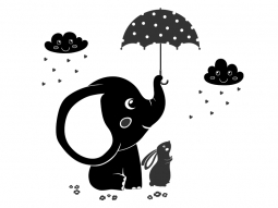 Wandtattoo Elefant mit Häschen Motivansicht