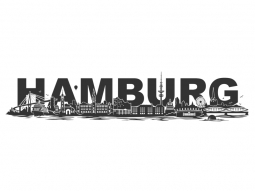 Wandtattoo Skyline Hamburg Schriftzug Motivansicht