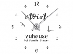 Wandtattoo Uhr Moin Zuhause mit Name Motivansicht