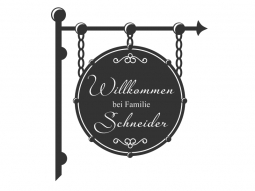 Wandtattoo Vintage Schild Willkommen Motivansicht