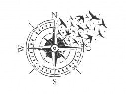 Wandtattoo Kompass mit Vögeln Motivansicht