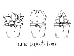 Wandtattoo Blumentöpfe Home sweet home Motivansicht