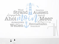 Wandtattoo Moin Wortwolke mit Leuchtturm