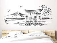 Wandtattoo Japan Landschaft mit Torii