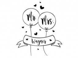 Wandtattoo Hochzeitsballons mit Herzen Motivansicht