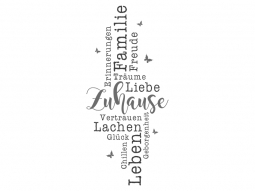 Wandtattoo Zuhause Wortwolke mit Schmetterlingen Motivansicht