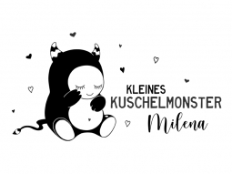 Wandtattoo Kleines Kuschelmonster mit Name Motivansicht