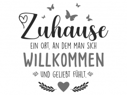 Wandtattoo Zuhause willkommen mit Herz Motivansicht