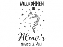 Wandtattoo Magisches Einhorn mit Name Motivansicht