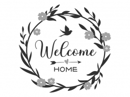 Wandtattoo Welcome Home mit Blüten Motivansicht