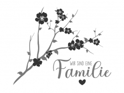 Wandtattoo Wir sind eine Familie mit Blütenast Motivansicht