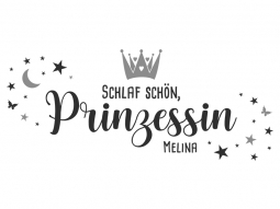 Wandtattoo Schlaf schön Prinzessin mit Name Motivansicht