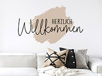 Wandtattoo Herzlich Willkommen mit Farbklecks