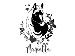 Wandtattoo Pony mit Blumenkranz Motivansicht