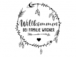 Wandtattoo Boho Kranz Willkommen mit Name Motivansicht