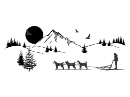 Wandtattoo Landschaft mit Hundeschlitten Motivansicht