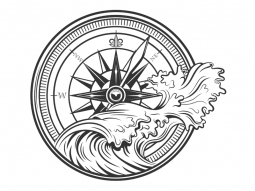 Wandtattoo Kompass mit Wellen Motivansicht