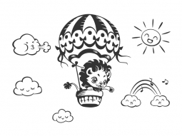 Wandtattoo Süßer Löwe im Heißluftballon Motivansicht
