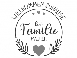 Wandtattoo Willkommen zuhause mit Name und Herzen Motivansicht