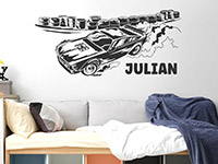 Wandtattoo Muscle Car mit Wunschname