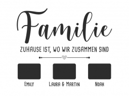 Wandtattoo Fotorahmen Familie mit Namen Motivansicht