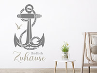 Wandtattoo Endlich Zuhause mit Anker