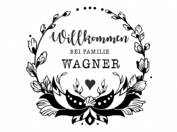 Wandtattoo Magnolienkranz Willkommen Motivansicht