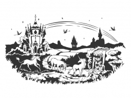 Wandtattoo Märchenland mit Einhörnern Motivansicht