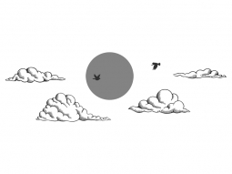 Wandtattoo Sonne Wolken Vögel Motivansicht