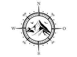 Wandtattoo Kompass mit Bergen Motivansicht