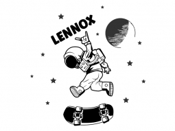 Wandtattoo Astronaut mit Skateboard Motivansicht